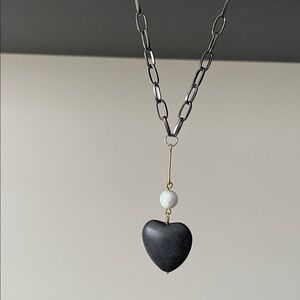 Handmade heart stone statement necklace